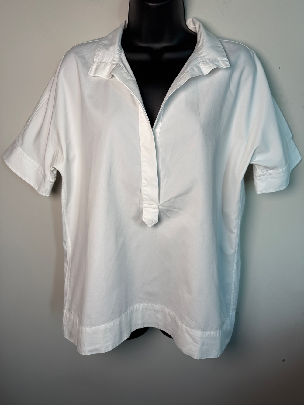 Ann Mashburn Tomboy Popover Shirt White Poplin Sz M